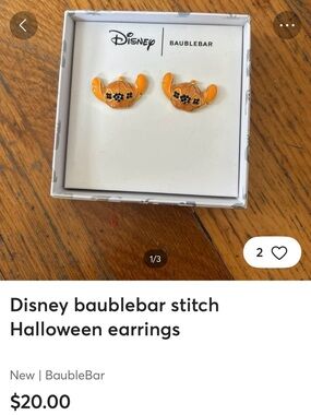 Disney BaubleBar Orange Stitch Pumpkin Stud Earrings